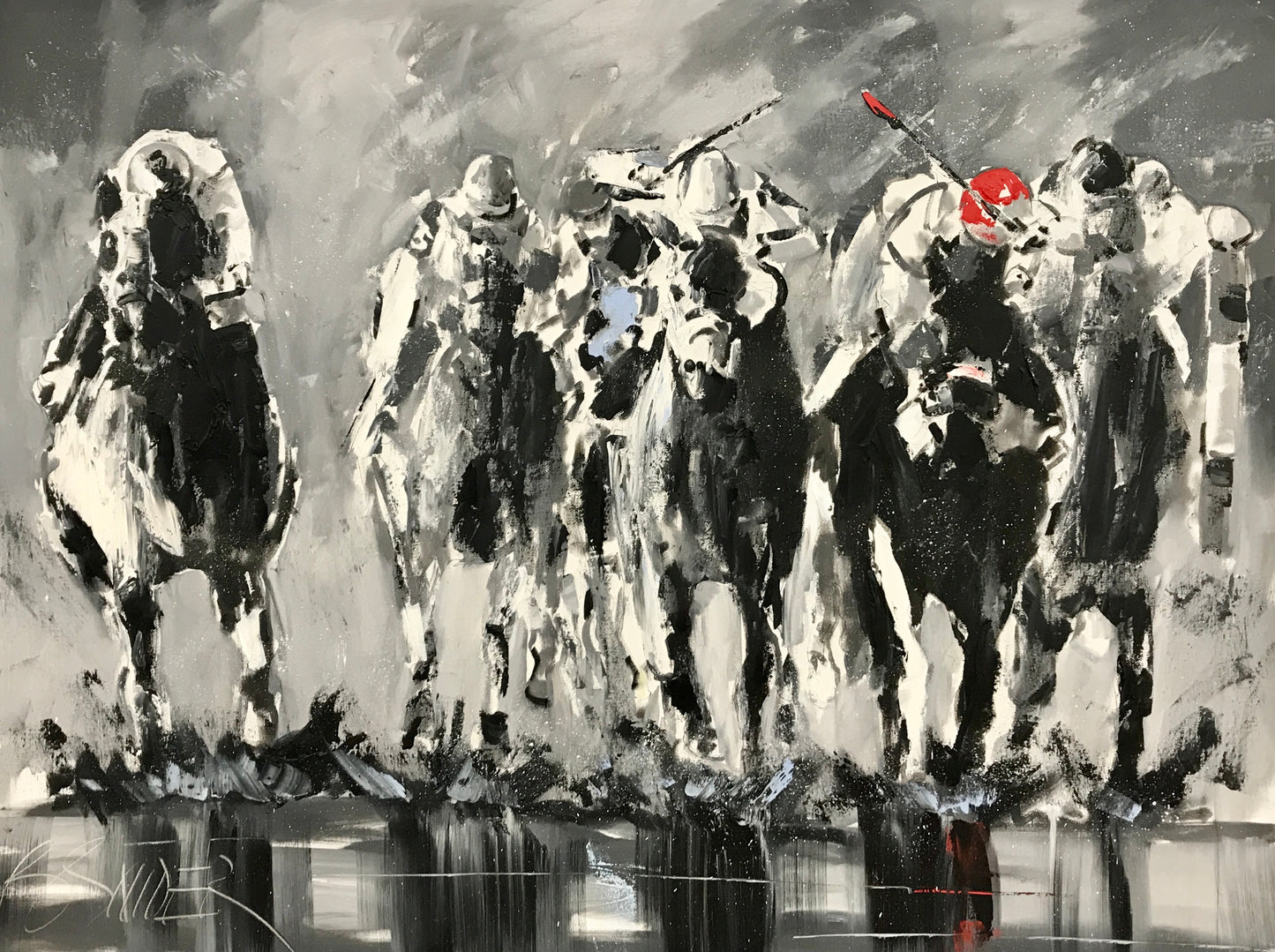 Original Oil Painting Arkansas Derby Horses