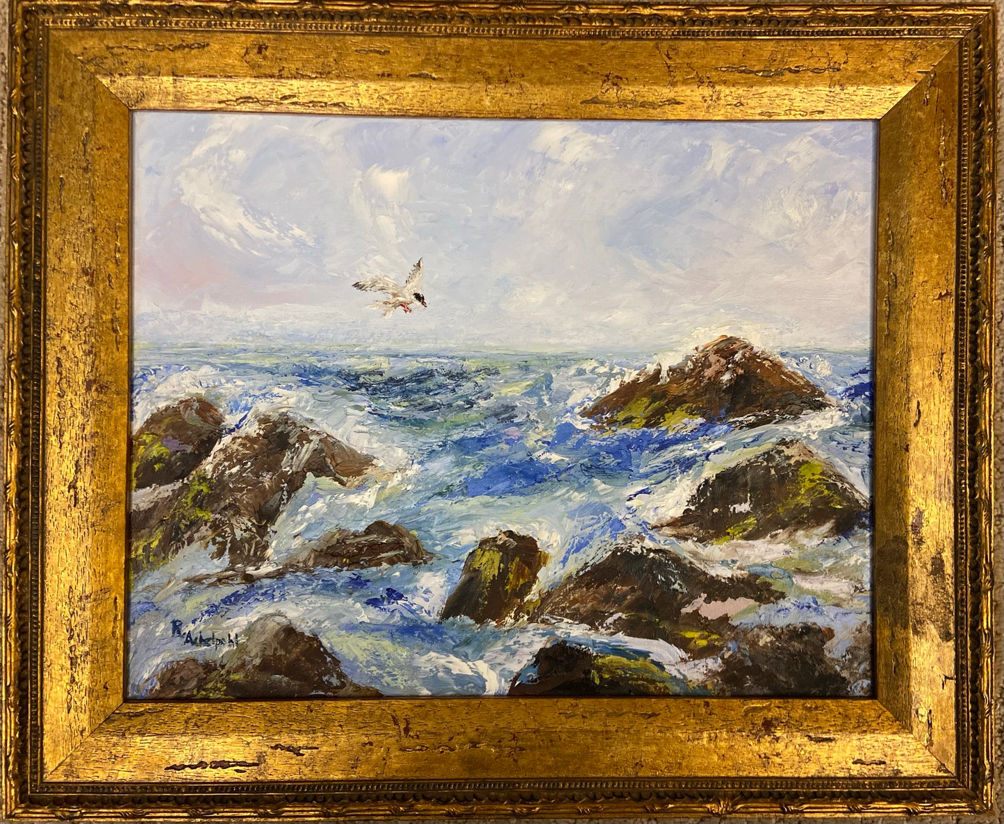 Original Oil Painting Oregon Auk Flies Free